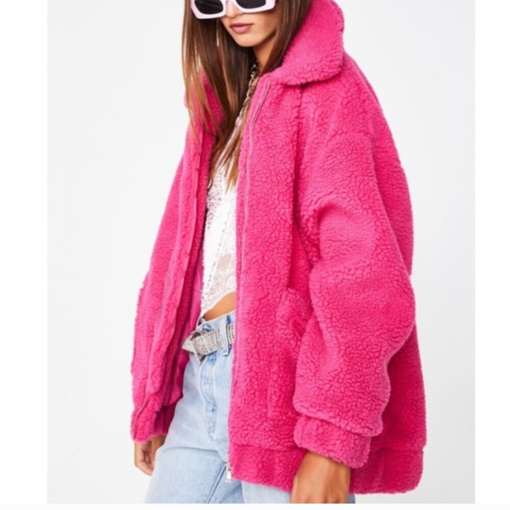 I.AM.GIA x Dolls Kill Flirty Rose Pixie Sherpa Coat Size M - Picture 4 of 8